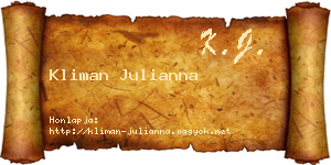 Kliman Julianna névjegykártya